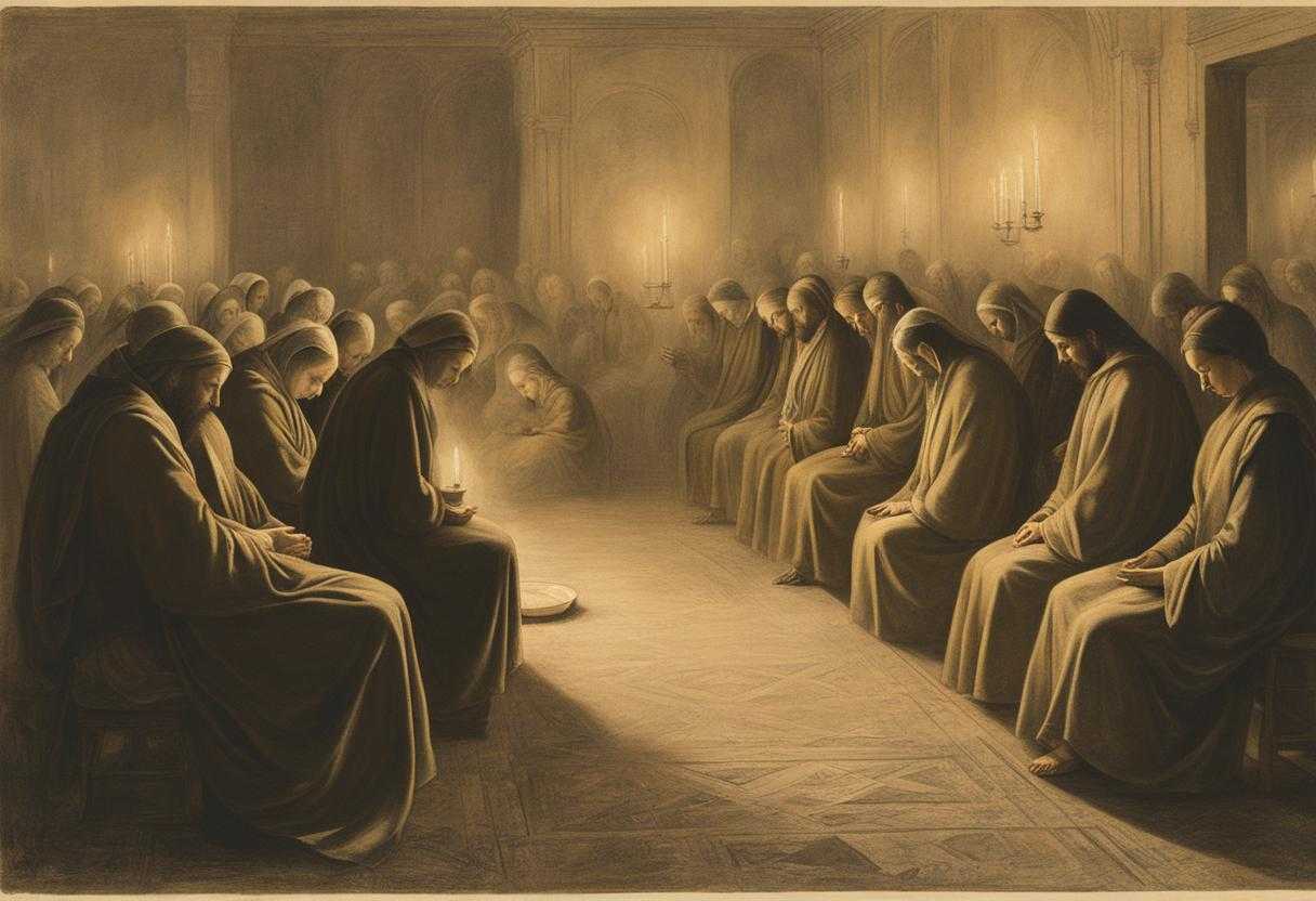 People-praying-together-in-candlelit-room-heads-bowed-hands-clasped-creating-a-serene-and-reveren_jbkt